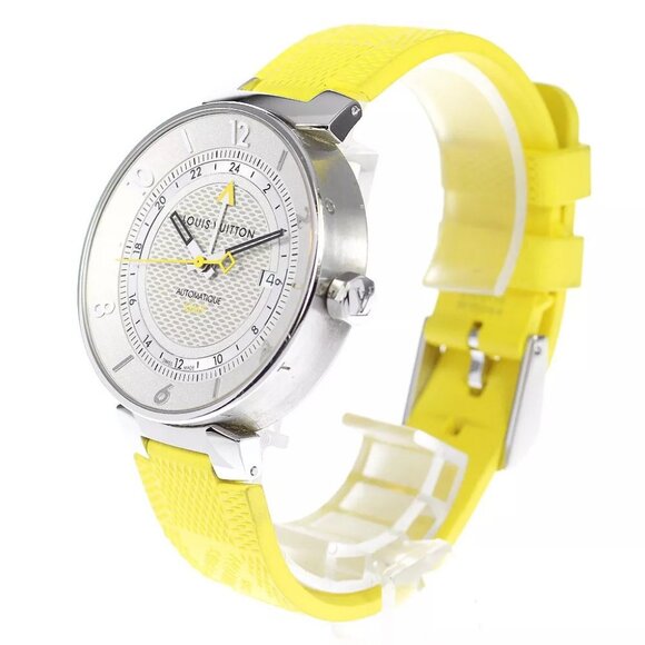 LOUIS VUITTON Tambour Moon Q8D31 GMT Silver Dial Automatic Men's Watch - Picture 1 of 11